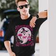 October We Wear Pink Ghost Halloween Pumpkins Breast Cancer Long Sleeve T-Shirt Gifts for Him