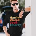 Retro Harris Walz Waltz 2024 Harris Walz Joy Liberty Long Sleeve T-Shirt Gifts for Him