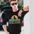 Retro Island Puffin Icelandic Bird Puffin Langarmshirts Geschenke für Ihn