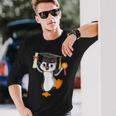 Simpatico Pinguino Danza Laurea Cap Certificato Divertente Laureato Maglietta a maniche lunghe Regalos para él