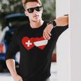 Swiss Flag Austria Flag Switzerland Austria Langarmshirts Geschenke für Ihn