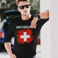 Switzerland Splash Flag Swiss Jersey Sports Langarmshirts Geschenke für Ihn