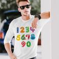 Bambino Numeri Mostri Che Imparano Numeri Carini 0-9 Torna A Scuola Maglietta a maniche lunghe Regalos para él
