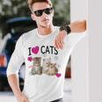 Con Scritta I Love Cats Per Amanti Dei Gatti I Love Kittens Maglietta a maniche lunghe Regalos para él