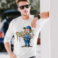 Builder Handyman Con Dibujos Animados Y Herramientas Camiseta de manga larga Regalos para él