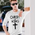 Gesù Cristo È Il Re Religioso Croce Gesù Regalo Maglia A Manica Maglietta a maniche lunghe Regalos para él