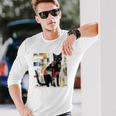 Opera D'arte Per Amanti Dei Gatti Motivo Geometrico Con Animali Colorati Maglietta a maniche lunghe Regalos para él