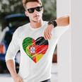 Portugal Germany Heart Germany Flag Portuguese Flag Heart Blue Langarmshirts Geschenke für Ihn