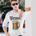 Prost Oktoberfest Bierfest Munich Lederhosen Gray Langarmshirts Geschenke für Ihn