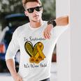 In September We Wear Gold Childhood Cancer Awareness Ribbon Long Sleeve T-Shirt Gifts for Him