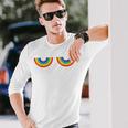 Support Gay Les Pride Con Tette Arcobaleno Maglietta a maniche lunghe Regalos para él