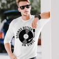 Vinyl Record Dj Record Retro Gray Langarmshirts Geschenke für Ihn