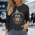 Aesthetic Mexico Dia De Muertos Skull Langarmshirts Geschenke für Sie