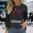 Amante Linux Debian Slogan Logo A Spirale Opensource Os Maglietta a maniche lunghe Regalos para ella