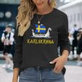 Boat Swedish Flag Swedeniking Ship Karlskrona Langarmshirts Geschenke für Sie