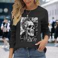 Crâne De Motard Graffitiintage Horreur Punk Crâne T-shirt à manches longues Cadeaux pour elle