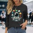 Divertido Astronauta Espacial Malabares Sistema Solar Planetas Niños Camiseta de manga larga Regalos para ella