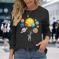 Divertido Astronauta Globo Espacial Planetas Ciencia Sistema Solar Camiseta de manga larga Regalos para ella