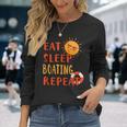 Eat Sleep Boating Repeat Boating Hobby Boat Pastime Summer Long Sleeve T-Shirt Gifts for Her
