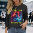 Oddly Specific Dank Meme Flaming Skeleton Long Sleeve T-Shirt Gifts for Her