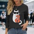Gato Gracioso Con Gafas De Sol De Músico Contrabajo Camiseta de manga larga Regalos para ella