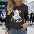 Ghost Pig Costume Pig A Boo Farmer Animal Halloween Costume Long Sleeve T-Shirt Gifts for Her