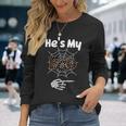 He's My Boo Spider Skull Matching Halloween Pajama Couples Long Sleeve T-Shirt Gifts for Her