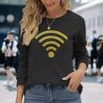 Internet Wifi Golden Retro Simbolo Giallo Maglietta a maniche lunghe Regalos para ella