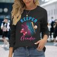 Keeper Of The Gender Baseball Or Bows Gender Reveal Party Long Sleeve T-Shirt Gifts for Her