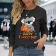 Koala Hugging Turkey Happy Thanksgiving Turkey Day Lovers Long Sleeve T-Shirt Gifts for Her
