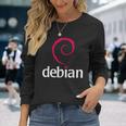 Linux Debian Amanti Spiral Logo Open Source Os Maglietta a maniche lunghe Regalos para ella