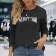 Muay Thaiintage Retro Fighter Fighter Lettering Langarmshirts Geschenke für Sie