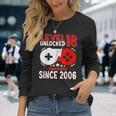 Nivel 18 Desbloqueado 18 Años Cumpleaños Gamer 18 Años Camiseta de manga larga Regalos para ella