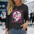 October We Wear Pink Ghost Halloween Pumpkins Breast Cancer Long Sleeve T-Shirt Gifts for Her