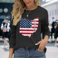 Patriotic American Flag Ohio State 4Th Of July Long Sleeve T-Shirt Gifts for Her