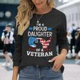 Im A Proud Daughter Of A Veteran Usa Map Flag Veterans Day Long Sleeve T-Shirt Gifts for Her
