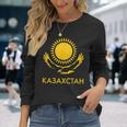 Republic Of Kazakhstan Qazaqstan Kazakhstan Kazakh Flag Langarmshirts Geschenke für Sie