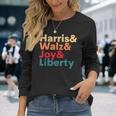 Retro Harris Walz Waltz 2024 Harris Walz Joy Liberty Long Sleeve T-Shirt Gifts for Her