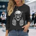 Skull Skeleton Middle Finger Adult Humour F You Langarmshirts Geschenke für Sie