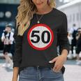Speed Limit 50 KmH Cartello Stradale Guida Regali Invecchiato Maglietta a maniche lunghe Regalos para ella