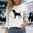Beagle Dog Plays Fetch With Yellow Tennis Balls Long Sleeve T-Shirt Gifts for Her