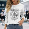 Donna Sicilia Italia Trinacria Araldica Casa Orgoglio Famiglia Con Collo A Maglietta a maniche lunghe Regalos para ella