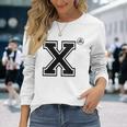 Donna X Lettera In Stile College Cool Con Collo A Maglietta a maniche lunghe Regalos para ella