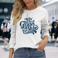 My Grass Is Blueintage Bluegrass Hand Lettering Retro Langarmshirts Geschenke für Sie