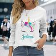 Jolina Name Geschenk Colourful Unicorn Jolina Langarmshirts Geschenke für Sie