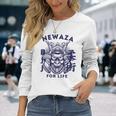 Máscara Japonesa Samurai Oni Kabuki Bjj Jiu-Jitsu Kanji Camiseta de manga larga Regalos para ella