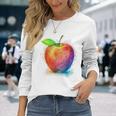 Mela Frutta Disegno Arte Colorato Motivo Mela Maglietta a maniche lunghe Regalos para ella
