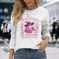 In October We Wear Pink Breast Cancer Awareness Halloween Long Sleeve T-Shirt Gifts for Her