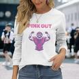 Pink Out Football Team Tackle Breast Cancer Awareness Month Long Sleeve T-Shirt Gifts for Her