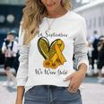 In September We Wear Gold Childhood Cancer Awareness Ribbon Long Sleeve T-Shirt Gifts for Her